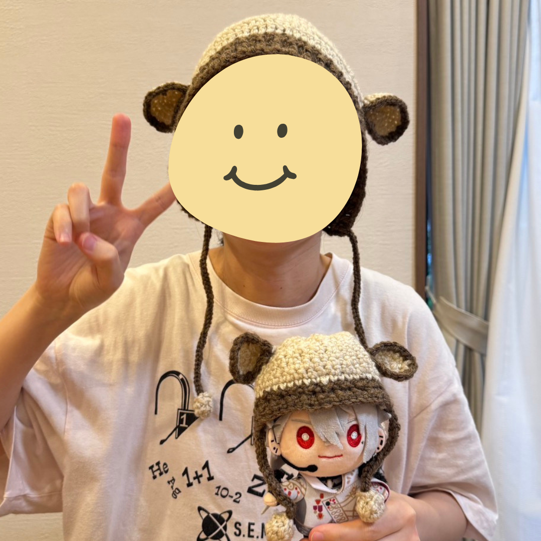 【一宮エリア】推しの人形とお揃いの帽子を手編みで作りました!! アイキャッチ画像